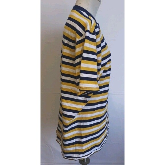 Vintage Guess Originals T-Shirt Striped Embroidery Mens Medium Yellow Blue - Picture 4 of 11